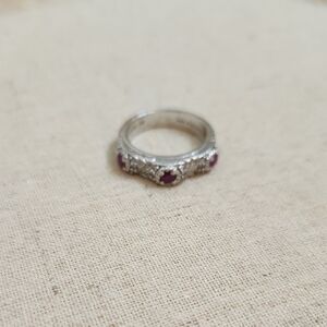 Judith Ripka Silver Ring with Ruby Accents